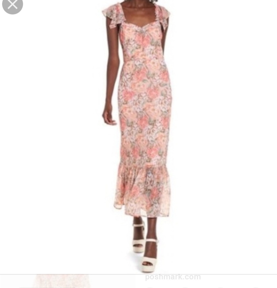 COPY - WAYF Floral Coral Dress